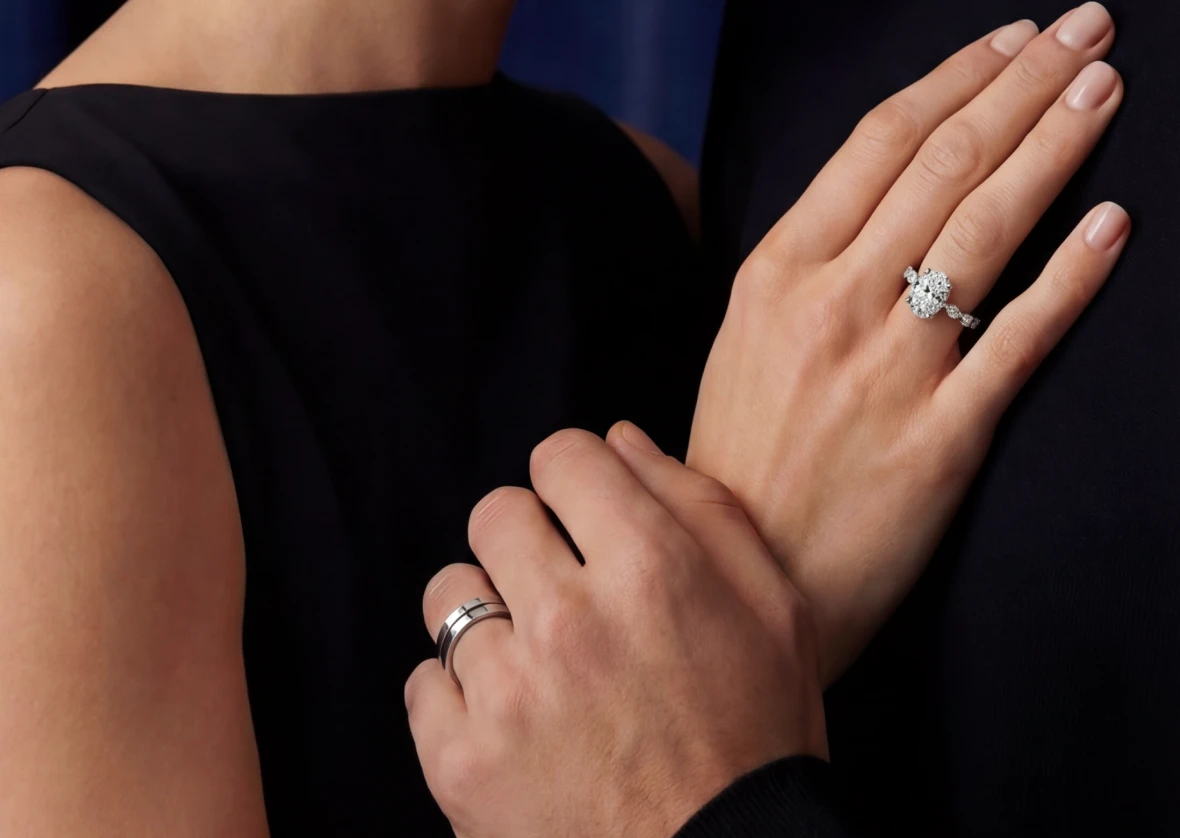 Model wearing diamond jewelry
