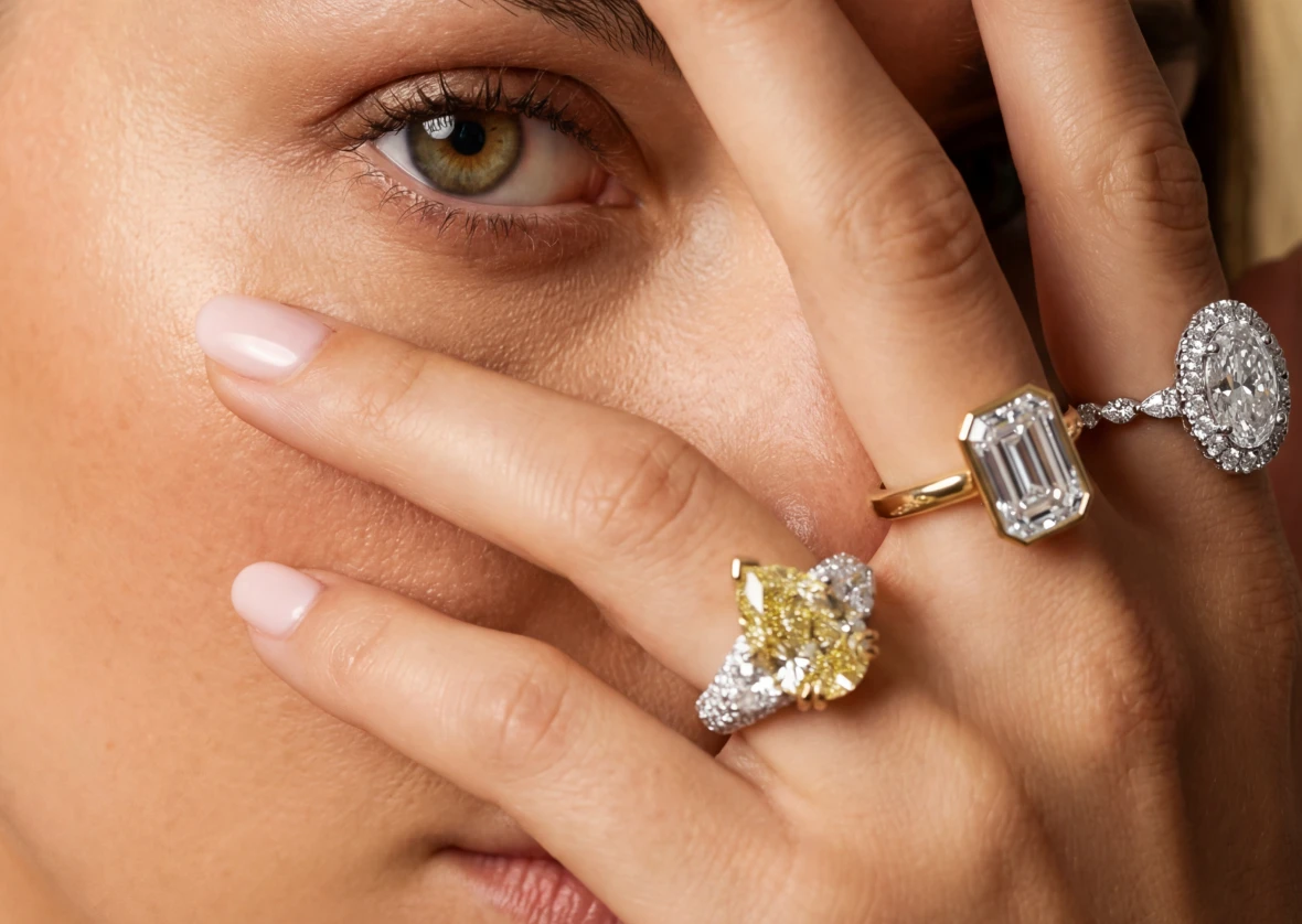 Model wearing diamond jewelry