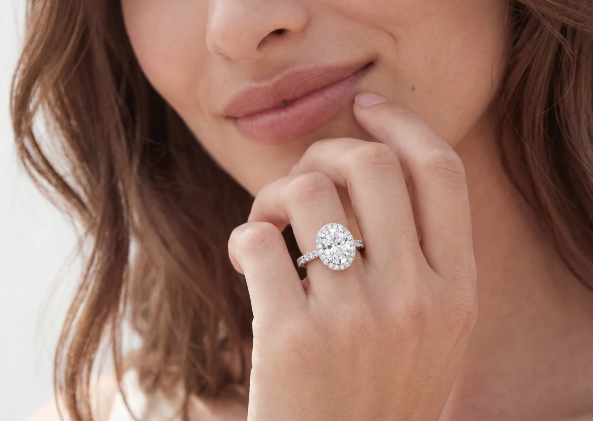 Model wearing diamond jewelry