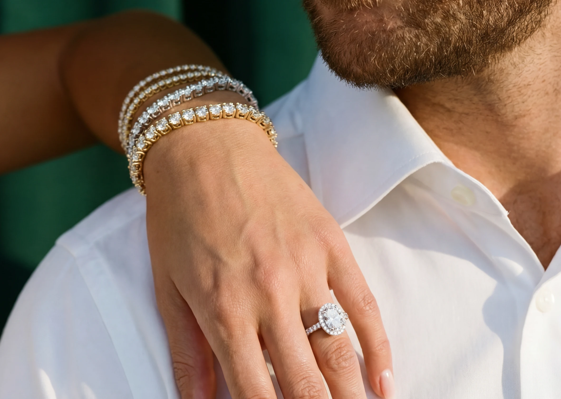 Model wearing diamond jewelry