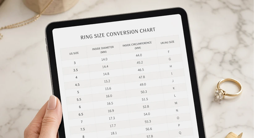 Match ring diameter with size chart