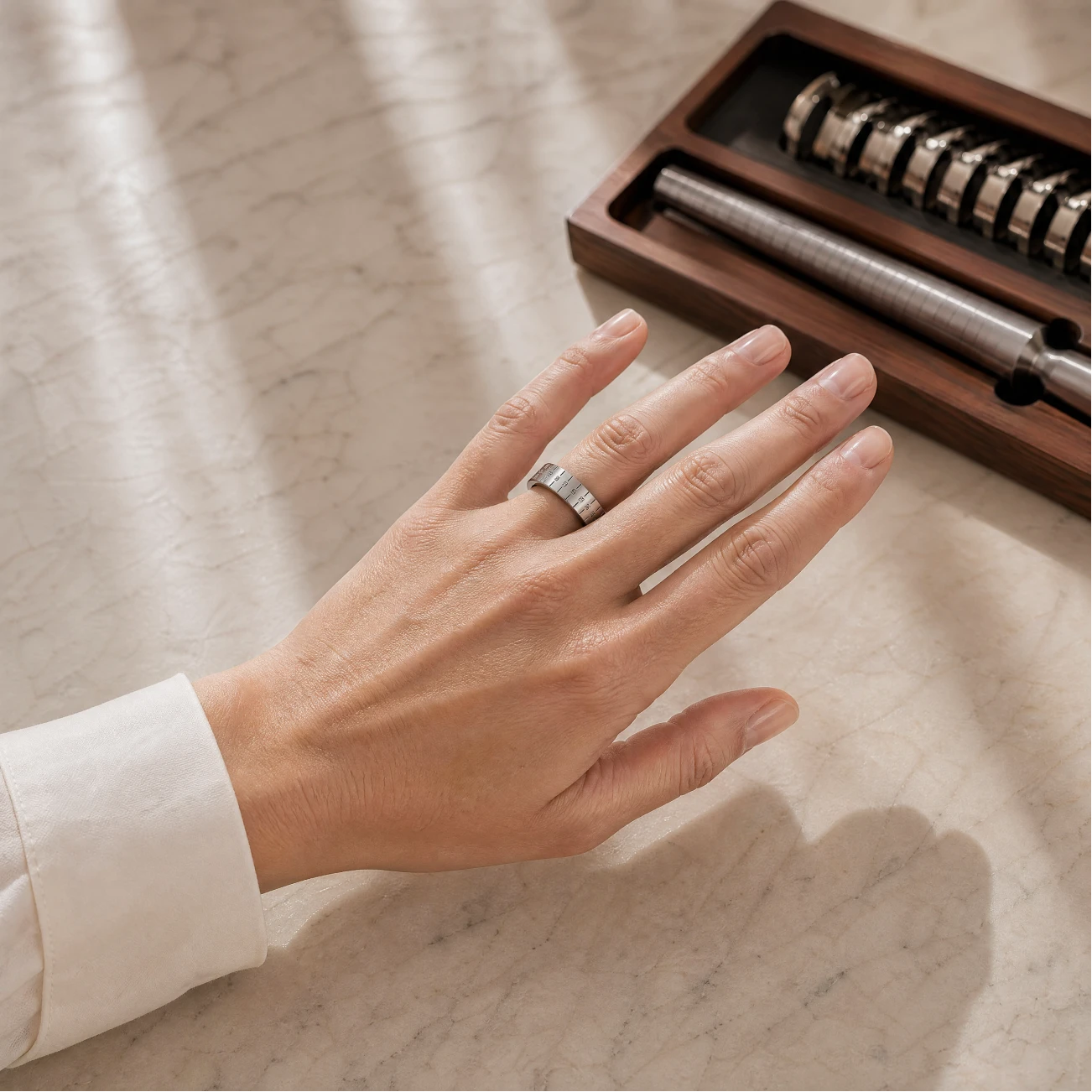 Adjust ring sizer tightness on finger