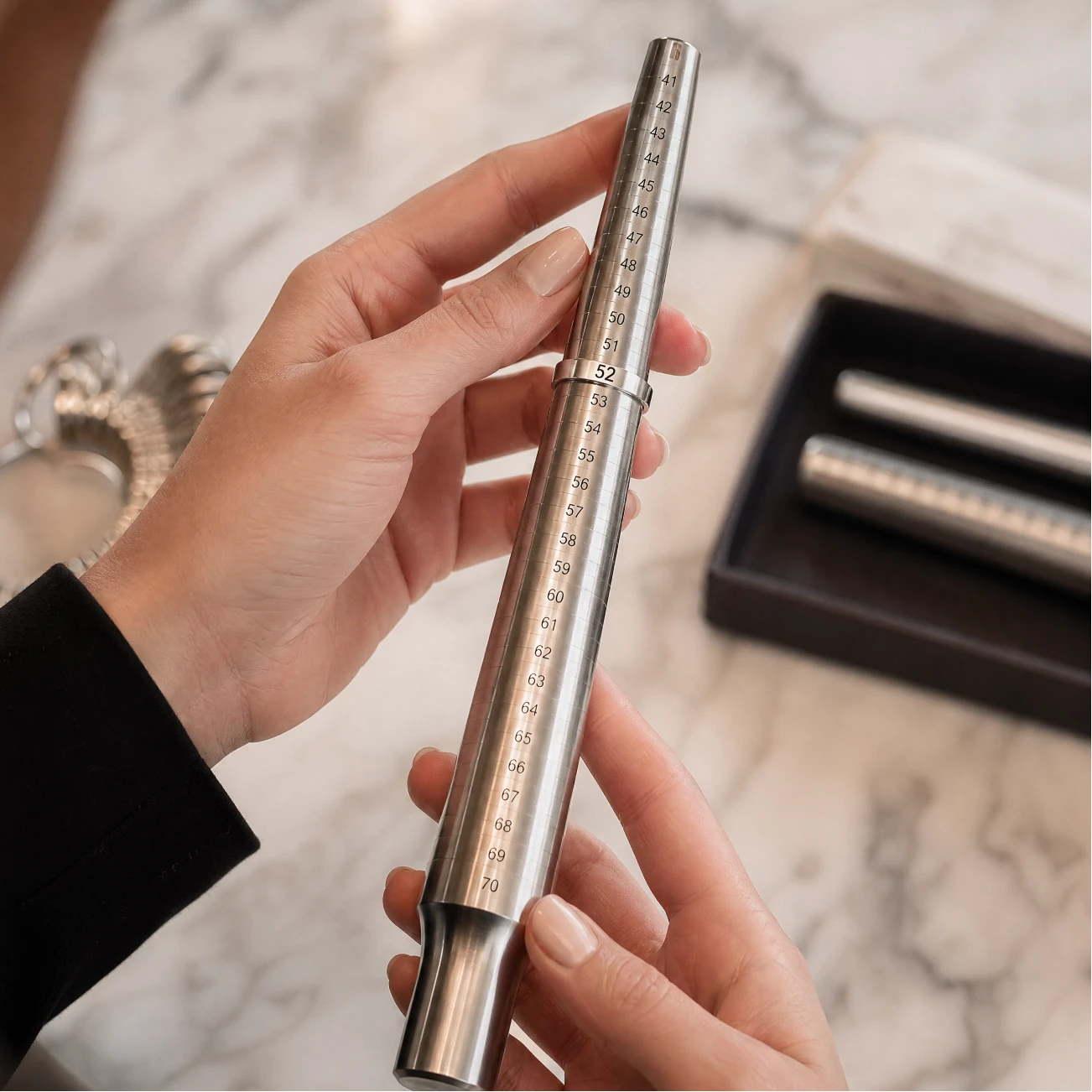 Read the size number on ring sizer